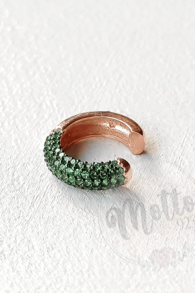 Yarım Tur Taşlı Earcuff Küpe - Rosegold