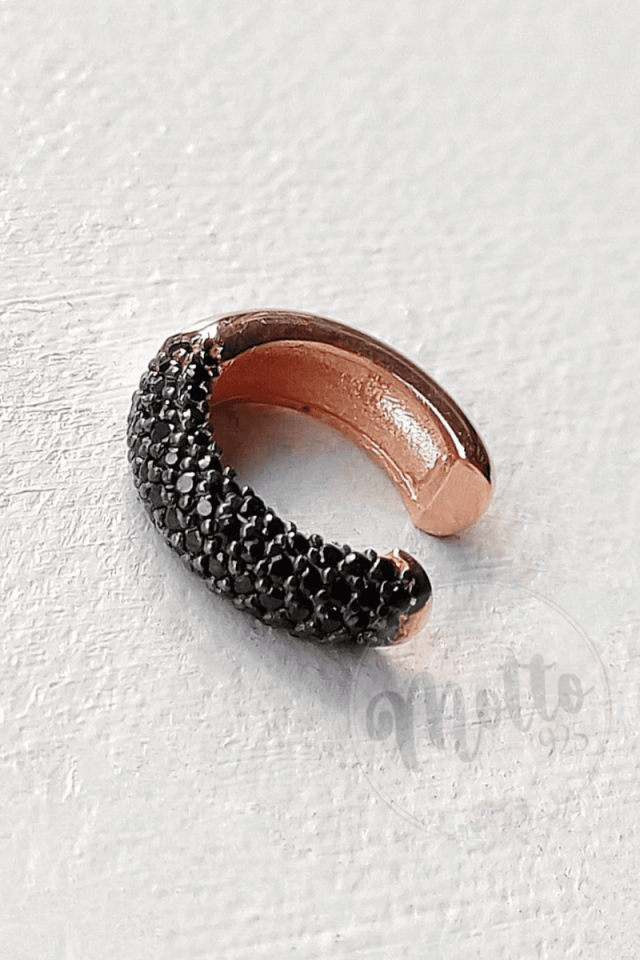 Yarım Tur Taşlı Earcuff Küpe - Rosegold