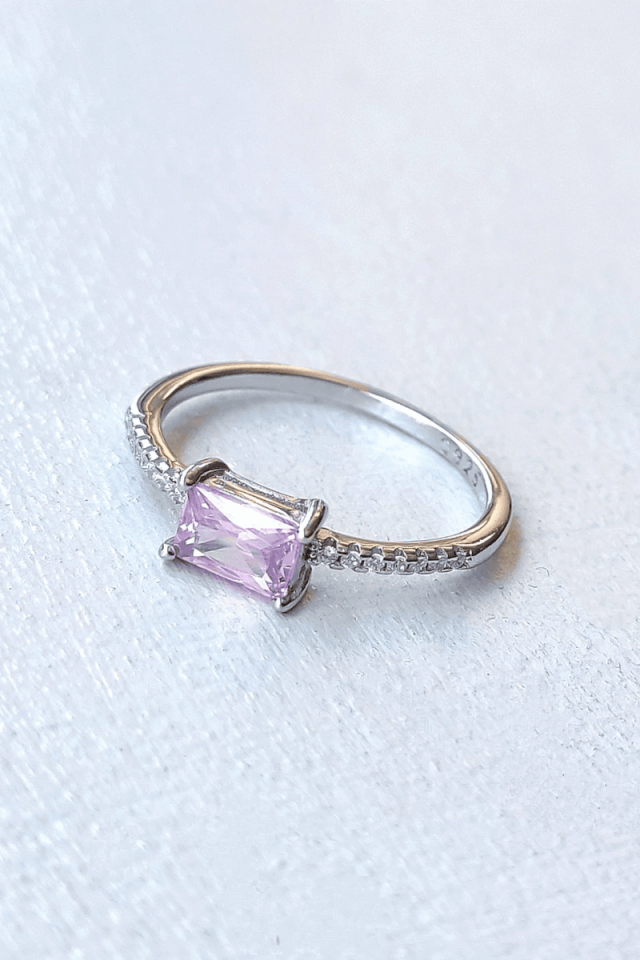 İthal Pembe Baget Taşlı Minimal Yüzük