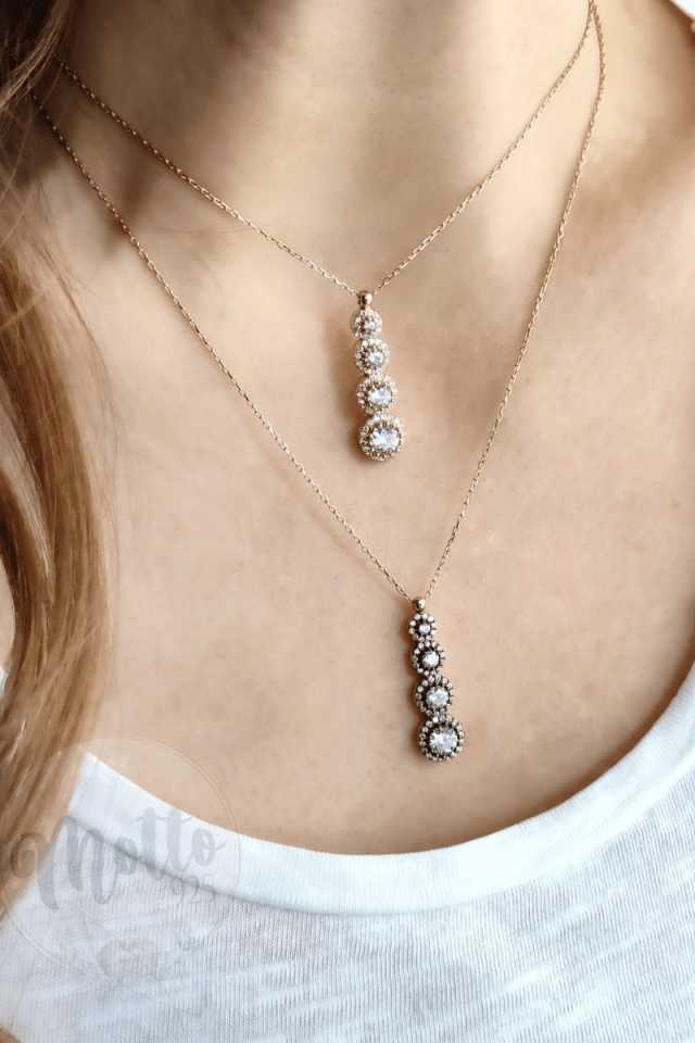 Trio Pırlanta Kesim Daire Taşlı Kolye