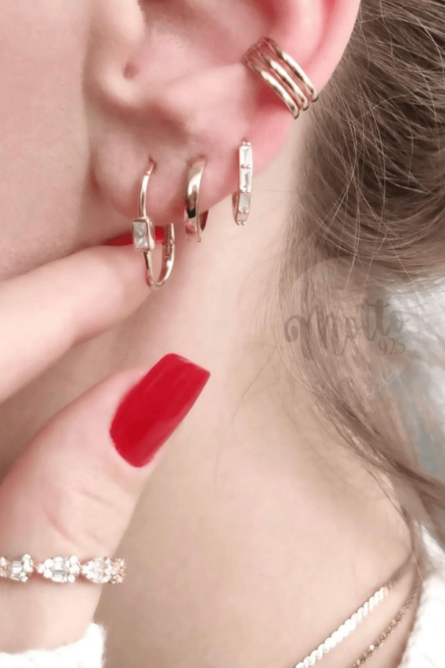 Üç Sıra Basic Earcuff Küpe