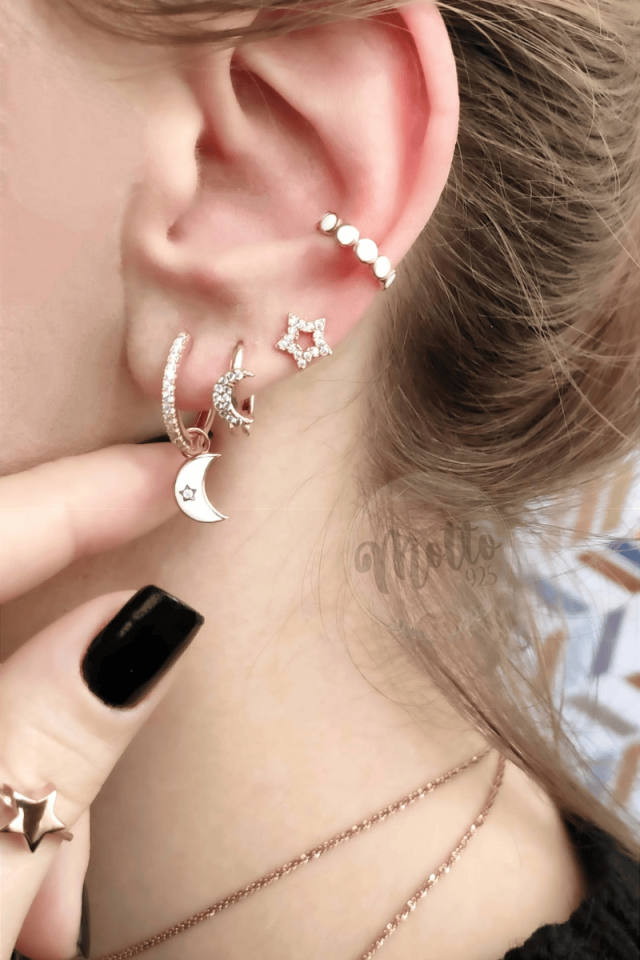 Mineli Daire Form Earcuff Küpe
